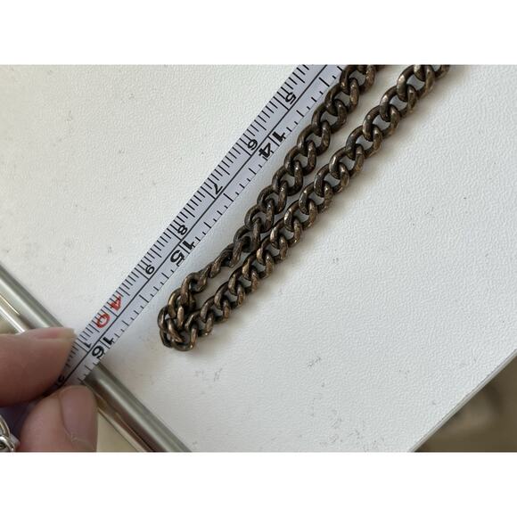 J. Crew Antique Bronze Metal Faux Pearl Multi-strand Long Necklace 32” Chunky - Picture 5 of 5